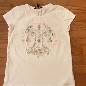 Polo by Ralph Lauren White Short Sleeve Tee with Floral and guitar Print